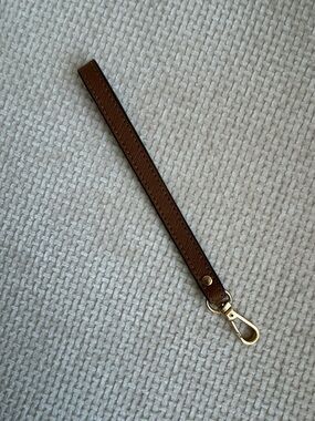 Micheal Kors Brown Leather Wrist Key Strap with Gold Hardware